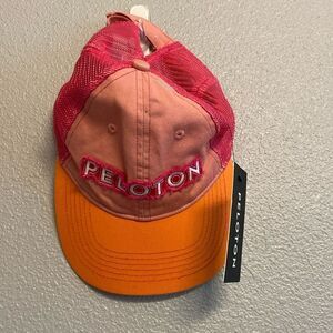 NWT- Peloton- color block pink and orange trucker hat